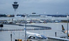 L'aéroport de Munich avec des avions cloués au sol en raison d'une grève, le 20 février 2024 ( AFP / Michaela Stache )