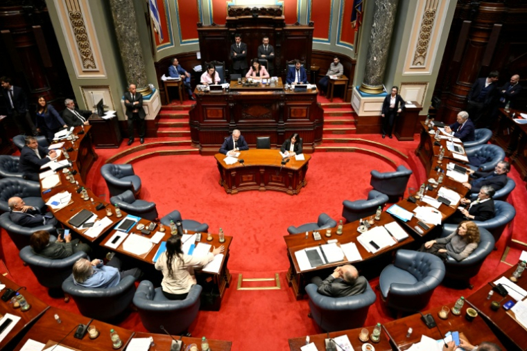 Les sénateurs débatent de la loi sur l'euthanasie au parlement de Montevideo, le 15 octobre 2025 ( AFP / Santiago Mazzarovich )