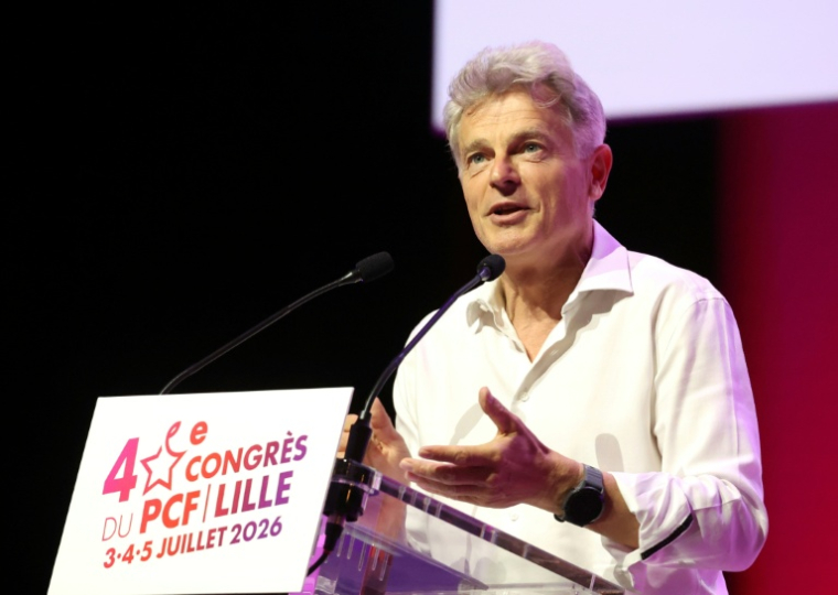 Le secrétaire national du PCF, Fabien Roussel, lors du Congrès du parti à Lille, le 3 juillet 2026 ( AFP / Francois LO PRESTI )
