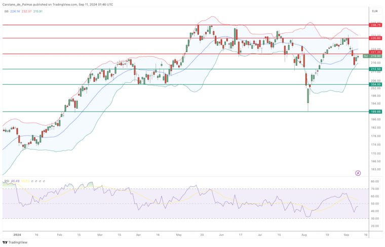Analyse graphique du cours de Bourse de l’action Schneider Electric en 2024