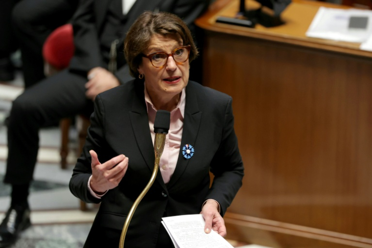 La ministre de l'Agriculture Annie Genevard à l'Assemblée nationale à Paris le 5 mai 2026 ( AFP / Thomas SAMSON )