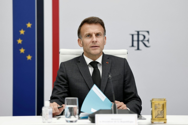 Le président français Emmanuel Macron à l'Elysée, le 16 avril 2026 à Paris ( POOL / Benoit Tessier )