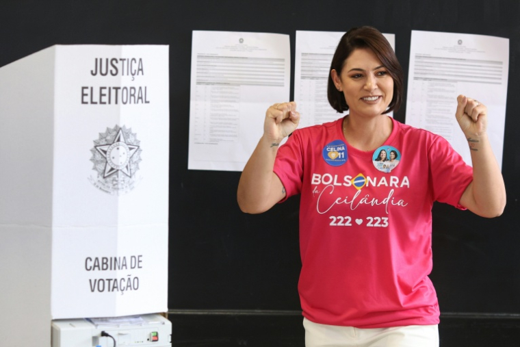 Michelle Bolsonaro le 4 octobre 2026 à Brasilia, au Brésil ( AFP / Sergio LIMA )