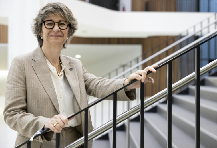 Christelle Thieffinne a été élue à la tête du syndicat CFE-CGC, lors du 39e congrès de son organisation, à Strasbourg, le 10 juin 2026 ( AFP / ROMEO BOETZLE )