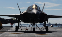 Un avion de chasse F-35 à la base navale de Changi, à Singapour