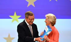 Mario Draghi et Ursula von der Leyen, à Bruxelles, le 9 septembre 2024 ( AFP / NICOLAS TUCAT )