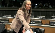 La présidente de France Télévisions, Delphine Ernotte Cunci, devant la commission d'enquête parlementaire sur l'audiovisuel public à l'Assemblée nationale à Paris le 10 décembre 2025 ( AFP / Alain JOCARD )