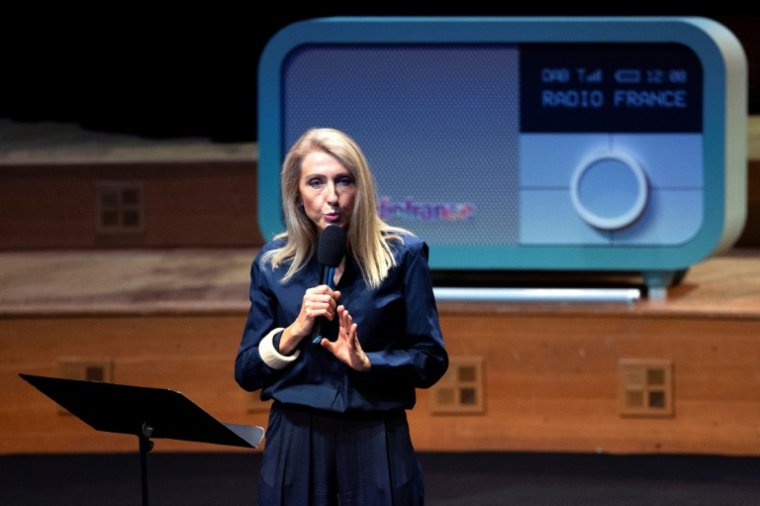 La PDG de Radio France, Sibyle Veil, lors de la conférence d'automne à la Maison de la Radio et de la Musique, siège de Radio France, le 4 septembre 2025 à Paris ( AFP / Sébastien DUPUY )