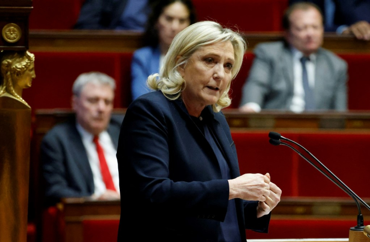 Marine Le Pen à l'Assemblée nationale le 18 février 2023. ( AFP / LUDOVIC MARIN )