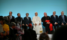 Le pape Léon XIV à une rencontre interreligieuse à Metz le 28 septembre 2026 ( AFP / Alberto PIZZOLI )