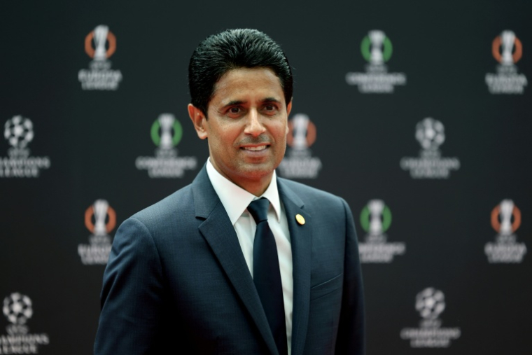 Nasser al-Khelaïfi, président du PSG et de beIN Media Group, pose le 27 août 2026 à Monaco ( AFP / Valery HACHE )