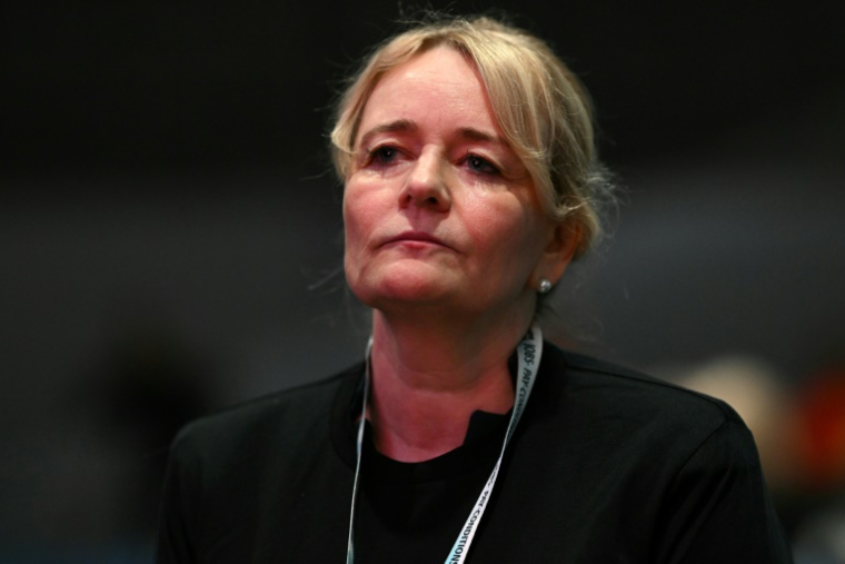 Sharon Graham, secrétaire générale du syndicat Unite, le 25 septembre 2024 à Liverpool, dans le nord-ouest de l'Angleterre ( AFP / Oli SCARFF )