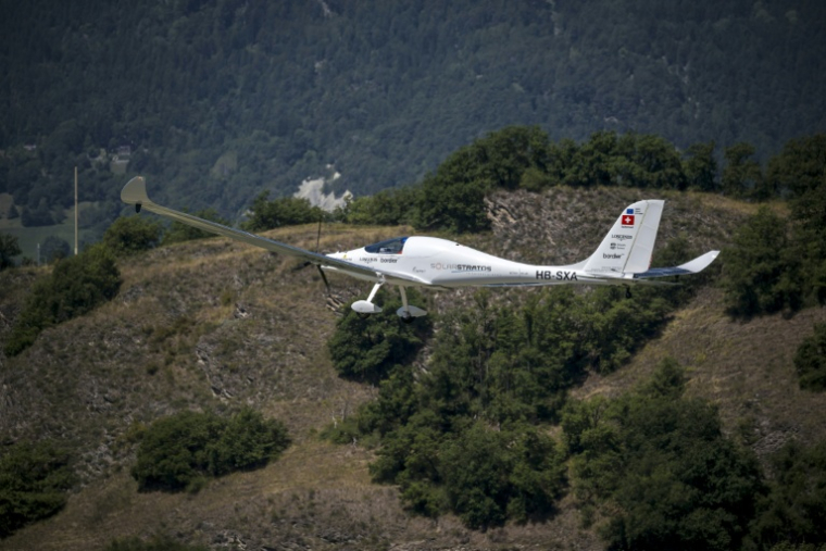 L'avion solaire SolarStratos à Sion, en Suisse, le 8 août 2025 ( AFP / Fabrice COFFRINI )