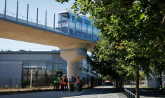 Un métro automatique de la ligne 18 à l'essai sur la ligne entre Massy-Palaiseau et Christ de Saclay, photographié le 4 septembre 2026 ( AFP / SIMON WOHLFAHRT )