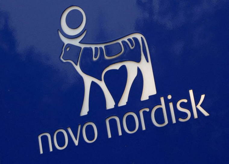 Le logo de la société pharmaceutique Novo Nordisk devant ses bureaux à Bagsvaerd