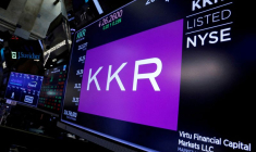 Les informations de l'entreprises KKR affichées au New York Stock Exchange