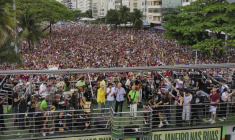 Concert durant une manifestation à Rio de Janeiro contre une proposition de loi sur l'immunité des parlementaires, le 21 septembre 2025 ( AFP / Bruno KAIUCA )