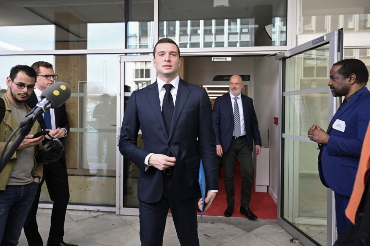 Jordan Bardella à Puteaux, le 20 mars 2024. ( AFP / BERTRAND GUAY )