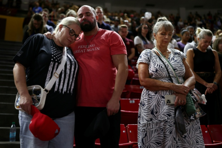 Veillée de prière à la mémoire de Charlie Kirk, assassiné le 10 septembre, au campus de l'université d'Etat d'Arizona, Tempe, le 15 septembre 2025 ( AFP / CHARLY TRIBALLEAU )