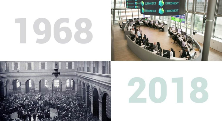 En 1968, la Bourse française représentait moins de 16% du PIB hexagonal, contre plus de 100% aujourd'hui. (© DR et Euronext)