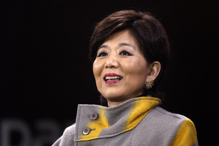 Michele Kang, actionnaire minoritaire et PDG d'Eagle Football Group (ex-OL Group) ( AFP / ALEX MARTIN )