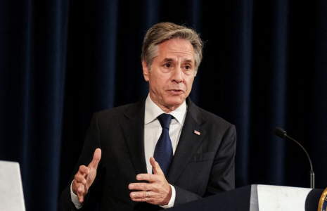 Le secrétaire d'État américain Antony Blinken tient une conférence de presse à Washington, aux États-Unis