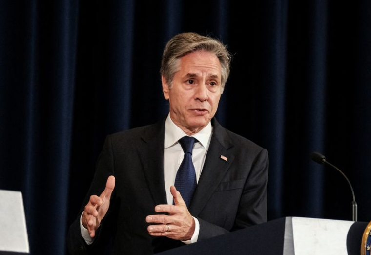 Le secrétaire d'État américain Antony Blinken tient une conférence de presse à Washington, aux États-Unis