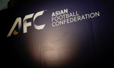 Le logo de la Confédération asiatique de football (AFC) dans l'un des lieux accueillant son congrès extraordinaire à Tokyo