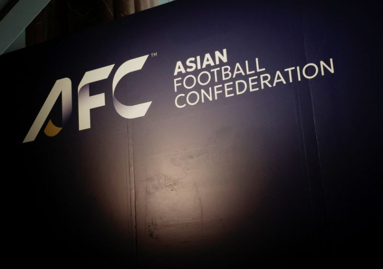 Le logo de la Confédération asiatique de football (AFC) dans l'un des lieux accueillant son congrès extraordinaire à Tokyo