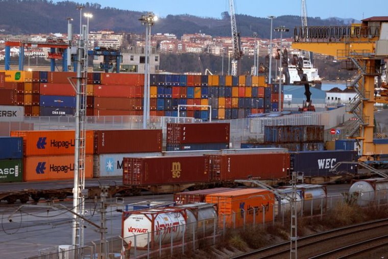 Containers at the CSP Iberian Bilbao Terminal, port of Bilbao