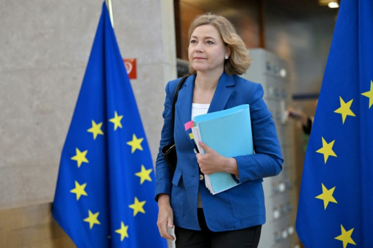 La vice-présidente de la Commission européenne Henna Virkkunen ( AFP / Nicolas TUCAT )