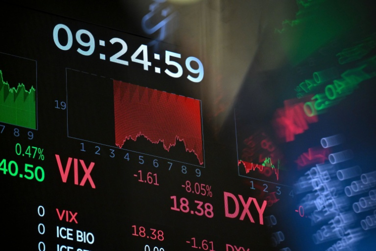 Un écran à la Bourse de New York, le 19 octobre 2026 ( AFP / ANGELA WEISS )