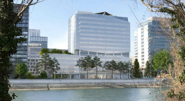 Le projet High Light face à la Seine, à La Défense. (© Twitter Kaufman et Broad)