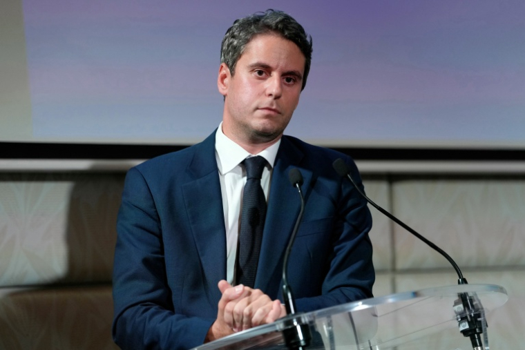Le candidat Renaissance à la présidentielle Gabriel Attal à Paris le 14 octobre 2026 ( AFP / Dimitar DILKOFF )