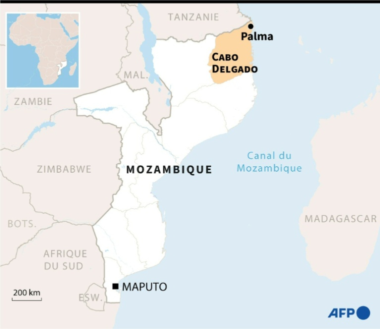 Carte du Mozambique localisant la province de Cabo Delgado et la ville de Palma ( AFP / Kun TIAN )