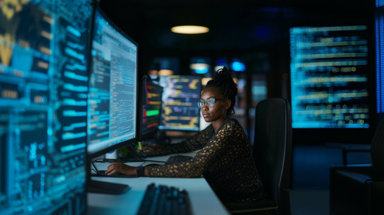 Nelly Chatue-Diop est ingénieure informatique, spécialiste en intelligence artificielle et cheffe d’entreprise. (photo d'illustration réalisée par IA / crédit : Adobe Stock)