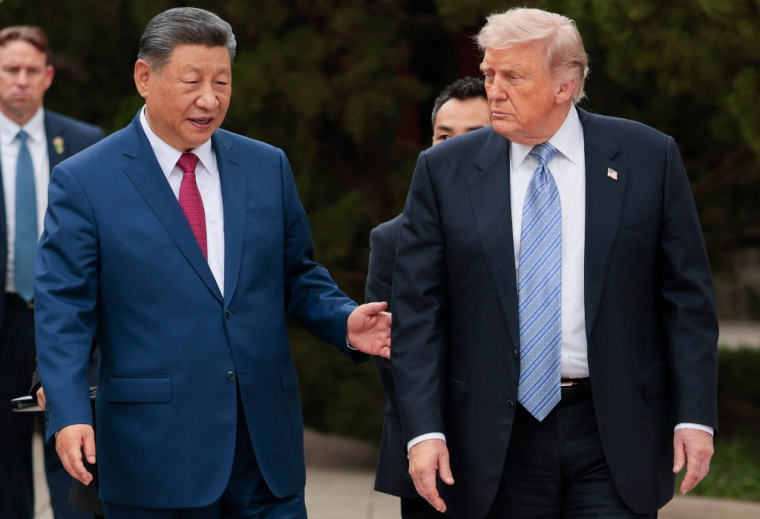 Donald Trump et Xi Jinping, à Pékin, le 15 mai 2026 ( POOL / EVAN VUCCI )