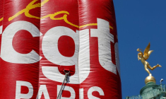 Le logo du CGT à Paris, en France