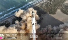 Photographie tirée de la retransmission vidéo du lancement de la fusée Starship de l'entreprise SpaceX, près de Boca Chica, au Texas, le 6 mars 2025 ( SPACEX / - )