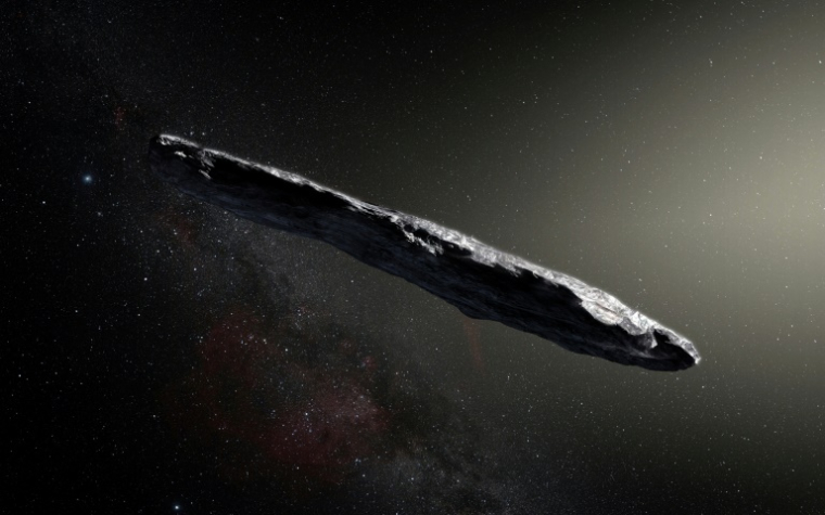 Impression d'artiste d'Oumuamua, le premier objet interstellaire jamais détecté par l'humanité dans le Système solaire ( European Southern Observatory / M. Kornmesser )