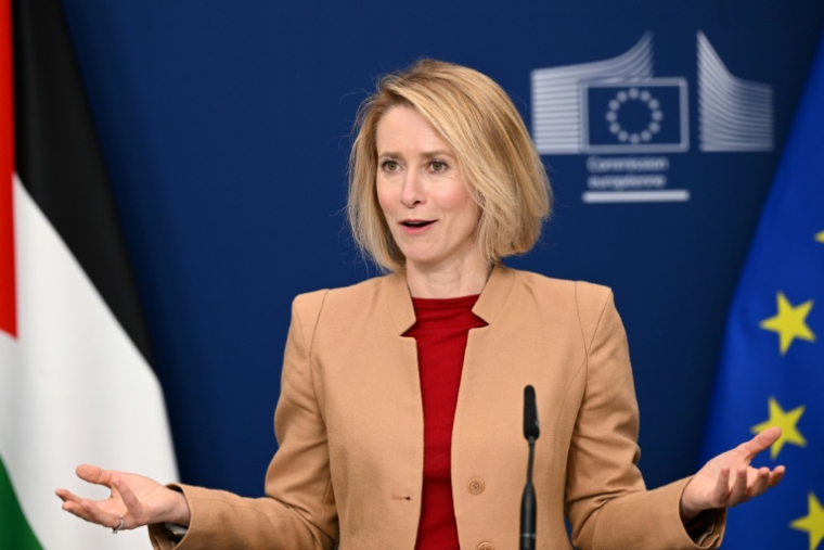 La cheffe de la diplomatie européenne, Kaja Kallas, le 20 avril 2026 à Bruxelles ( AFP / Nicolas TUCAT )