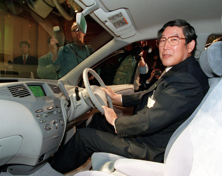Hiroshi Okuda took the reins of Toyota in 1995 and is credited with introducing the Prius hybrid vehicle ( AFP / KAZUHIRO NOGI )
