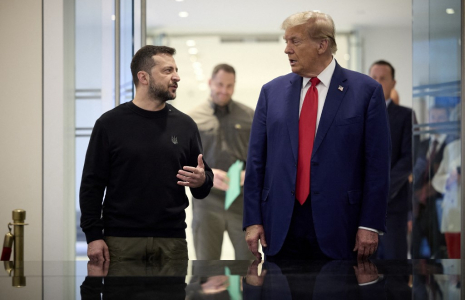 Volodymyr Zelensky et Donald Trump à New York, aux États-Unis, le 27 septembre 2024. ( UKRAINIAN PRESIDENTIAL PRESS SER / HANDOUT )