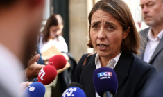 La secrétaire générale de la CGT Sophie Binet à Paris, le 15 septembre 2025 ( AFP / Guillaume BAPTISTE )