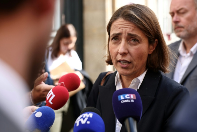 La secrétaire générale de la CGT Sophie Binet à Paris, le 15 septembre 2025 ( AFP / Guillaume BAPTISTE )