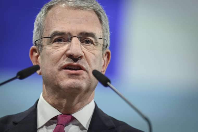 Laurent Freixe, lors de l'assemblée générale des actionnaires de Nestlé à Ecublens, près de Lausanne, le 16 avril 2025. ( AFP / GABRIEL MONNET )