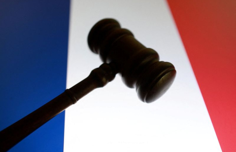 L'illustration montre le drapeau français et le marteau de la cour