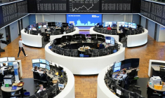 Le graphique de l'indice boursier allemand DAX est représenté à la bourse de Francfort