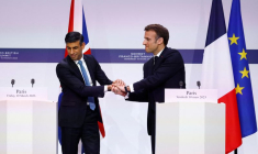Le président français Emmanuel Macron et le Premier ministre britannique Rishi Sunak lors d'une conférence de presse conjointe