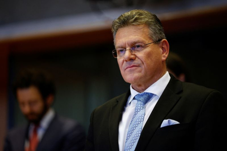 Maros Sefcovic fait face à une audition de confirmation devant les commissions du commerce international et des affaires constitutionnelles du Parlement européen, à Bruxelles